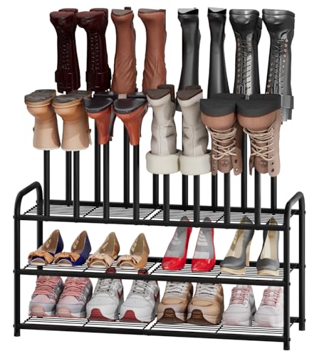 viewcare Tall Boot Rack, Long Boot Rack Organiser, Tall Boots with Shoe Rack for Closet, 3-Tier Shoe Shelf Storage Organiser for Entryway - size: Extra Long