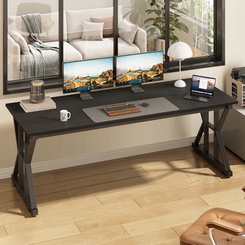 TVU 63-Inch Executive Desk, Large Office Desk with Thicken Frame, Computer Desk Modern Simple Desk for Home Office, Black - color: Black, size: 63inch