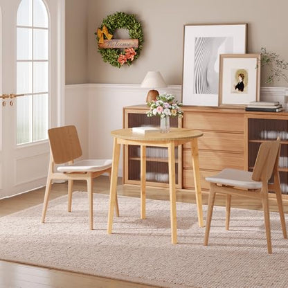 HOOBRO Bamboo Dining Table, Round Dining Table for 2, 27.5" Kitchen Table for Small Space, Writing Table, Easy to Assemble, for Dining Room, Living Room, Office, Kitchen, Apartment, Natural YL71CZ01G1 - color: Natural