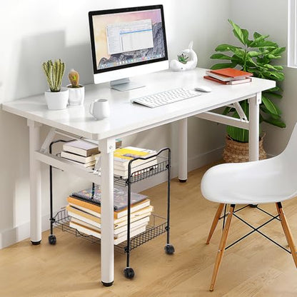 Cididu Rolling Utility Cart for Small Space, 2 Tier Rolling Cart with Locking Wheels, Metal Kitchen Cart Trolley, Rolling Organizer Cart Storage Shelf with Handle for Home Bedside Bathroom Office