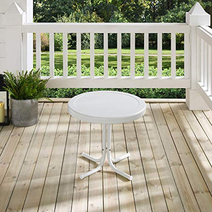 Crosley Furniture Griffith Weather Resistant Retro Metal Outdoor Side Table for Patio, Deck, Porch, Alabaster White - color: Alabaster White
