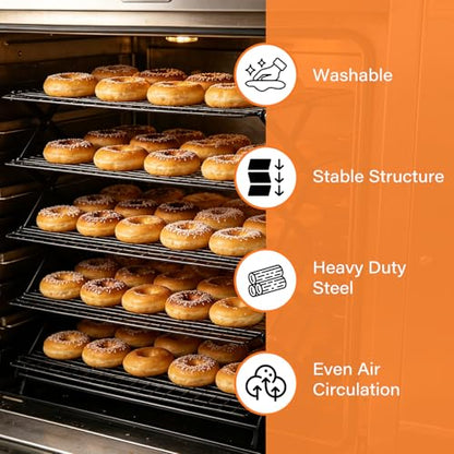 5 Tier Upgraded Collapsible Cooling Rack with Adjustable 3 Setting Design, Stackable Baking Rack with Clean Brush, Roasting Cooking Drying Wire Cooling Rack for Cookies Baking Roasting ＆ Grilling - color: Black