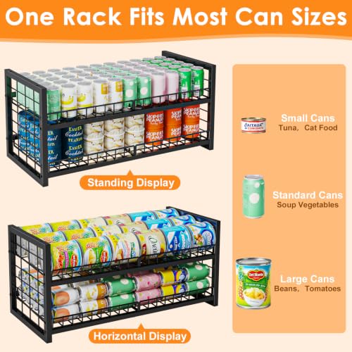 JKsmart 2-Tier Stackable Can Organizer, Extra-Long Can Rack for Pantry Storage, Adjustable Can Dispenser Holds Up to 64 Cans, 12mm Metal Frame, Super Sturdy Holders for Various Canned Food Soda-2 Pack - size: XL-(2 pack)