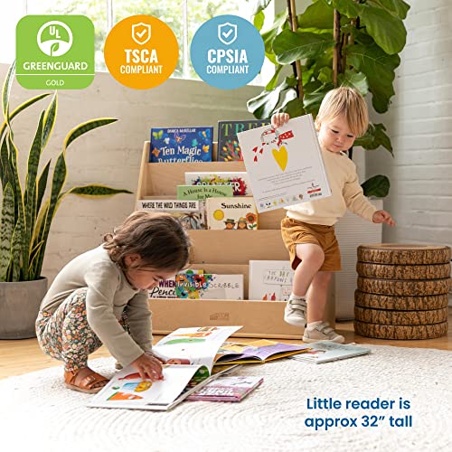 ECR4Kids Streamline Double-Sided Book Display, Classroom Bookshelf, Natural | Independent book browsing, 5 deep shelves, 4 rear shelves for extra storage, durable birch, GREENGUARD Gold Certified - color: Natural