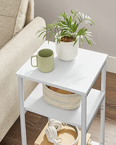 VASAGLE BARNET Collection - Side Table, Small End Table for Living Room, Modern Tall Nightstand, Bedroom, Office, Bathroom, Steel Frame, Cloud White ULET273W14 - color: Cloud White