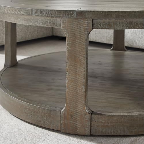 40'' Round Wood Coffee Table Circle Coffee Table with 4 Wheel for Living Room, Moveable Modern Retro Farmhouse Style, Easy Assembly, Light Brown (ø40'' x 17.52'') - color: S1-ø40'' -Light Brown