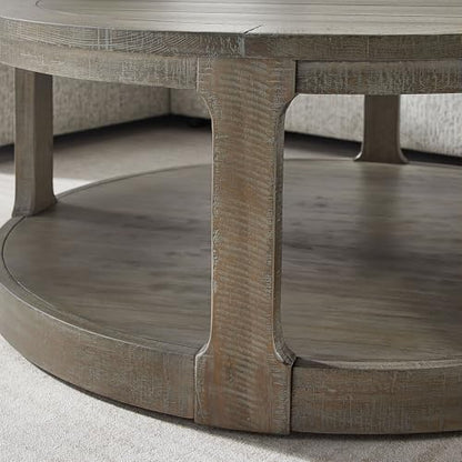 40'' Round Wood Coffee Table Circle Coffee Table with 4 Wheel for Living Room, Moveable Modern Retro Farmhouse Style, Easy Assembly, Light Brown (ø40'' x 17.52'') - color: S1-ø40'' -Light Brown