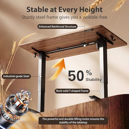 Cubiker Standing Desk, 40x24 Inches Sit Stand Home Office Desk, Electric Stand up Desk, Adjustable Desk with Splice Board, Black Frame/Black Walnut Top - color: Black Walnut, size: 40x24