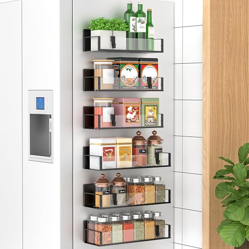 Metal Magnetic Spice Rack for Refrigerator Clear, 6 Pack | Magnetic Shelves Heavy Duty for Fridge in Kitchen, Seasoning Storage Organizer, For Oven Washer and Dryer, For Heavier Items - color: Clear, size: 6 Pack