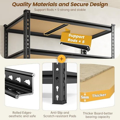 DurayLoly 5-Tier Storage Shelves, 1980LBS Adjustable Pantry Shelves, Metal Shelving Unit for Storage, Kitchen, Pantry, Closet, Laundry, Garage, 72.06" H x 35.55" W x 15.76" D - size: 72.06" H x 35.55"W x 15.76" D