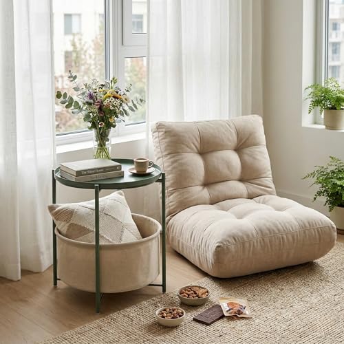 danpinera Small Round Side Table with Storage Basket, Removable Tray Top | Metal End Table for Small Space, Living Room, Bedroom, Nursery, Laundry, Modern Nightstand with Removable Tray, Green - color: Dark Green
