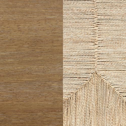 Nathan James Beacon Wooden Sofa Console Table with Drawers, Bohemian Entryway Table, Hallway Table with Seagrass Shelf, Light Brown, Set of 3 - color: Beacon Light Brown/Seagrass, size: Set of 3