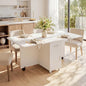 Folding Dining Table with Wheels, Space Saving Drop Leaf Kitchen Table with Storage Cabinet, Expandable Movable Furniture for Small Apartment, White - color: White