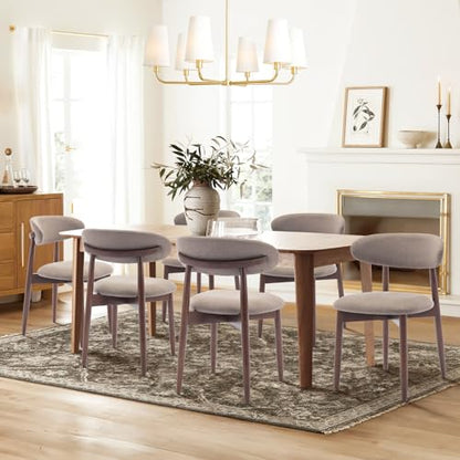COLAMY Wooden Dining Chairs Set of 4, Modern Fabric Upholstered Dining Room Chair, Farmhouse Kitchen Chairs with Foot Pegs, Camel - color: Camel, size: Set of 4