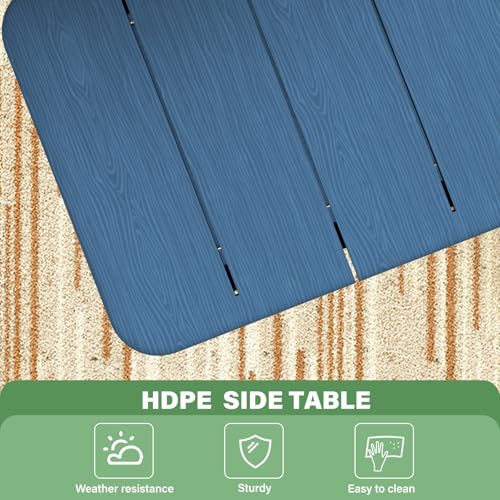 Patio Side Table, Small Rectangular HDPE Adirondack End Table for Outdoor Use in Pool, Garden, Lawn, Backyard,Navy - color: Navy