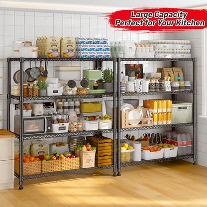 REIBII 35.5" W Wire Shelving Storage Shelves Metal Shelves Heavy Duty Shelving, Adjustable Garage Storage Wire Shelf Pantry Shelves for Kitchen Rack, Bedroom, 35.5''W x 14''D x 59''H - size: 4 Tier-14"D x 35.5"W x 59"H