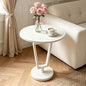 Lightdot White Round Side Table Modern End Table for Small Space Heavy Duty Metal Base Accent Table Nightstand for Living Room Bedroom Coffee-Easy Assemble - color: White-t