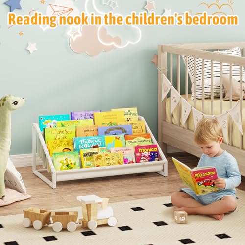 Aokitsink Toddler Bookshelf,Montessori Bookshelf,Bookshelves for Toddlers and Nursery,4 Tier Baby Bookshelves for Kids Rooms,Nursery,Playroom,Baby Room, Small Children Classroom - color: Off-white