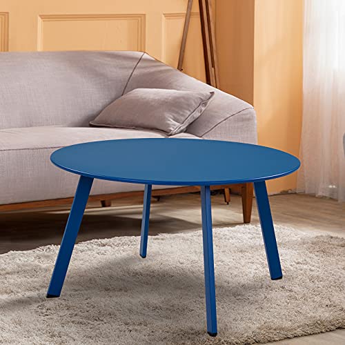 Grand patio 28-inch Round Steel Coffee Table, Outdoor Patio Side Table, Great for Backyard Patio Deck, Peacock Blue - color: Peacock Blue, style: 1 PC