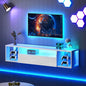 DlandHome 55.1" W Floating TV Stand with LED, Wooden Entertainment Center | Wall Mounted TV Shelf for 50/55/60/65" TV, Media Console with Storage Shelves, Floating Entertainment Center, White - size: 55.1'' White