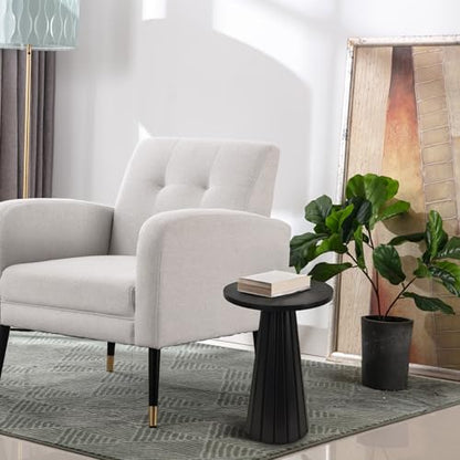 COVLON Fluted Drum Side Table, Small Round Side Table, Pedestal End Table, Modern Accent Drink Table, Plant Stand for Living Room, Bedroom, Office, Small Spaces, Black