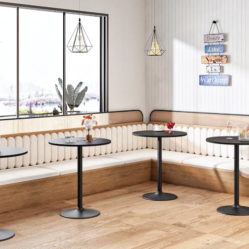 HOOBRO 2 Pcs Round Bar Table, 35" Tall Pub Table, with Non-Slip Base for Narrow Space, Bar Height Table for Kitchen, Easy to Assemble, Black BB57BTP201 - color: Black