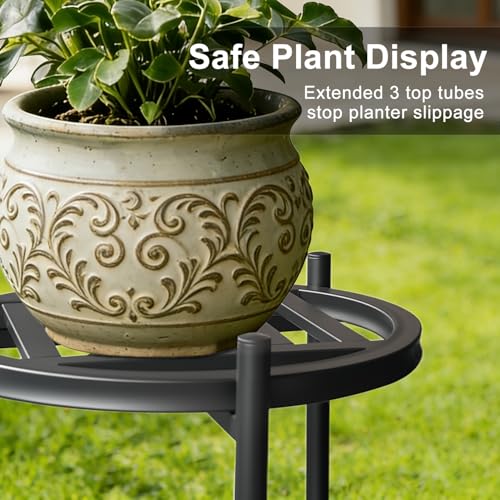 Plant Stand Indoor Outdoor,2 Tier 30" Tall Metal Plant Stands,Heavy Duty Plant Holder for Large Pots,Outside Plant Shelves for Patio,Black Flower Display Shelf for Living Room,Bedroom,1-Pack