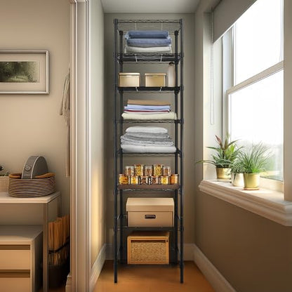 Finnhomy Heavy Duty 8 Tier Wire Shelving, 18x18x78.8 inches 8 Shelves Storage Rack with Thicken Steel Tube, Pantry Shelves for Storage, Adjustable Metal Shelving Unit, NSF Certified, Black - size: 78.8"H-Black