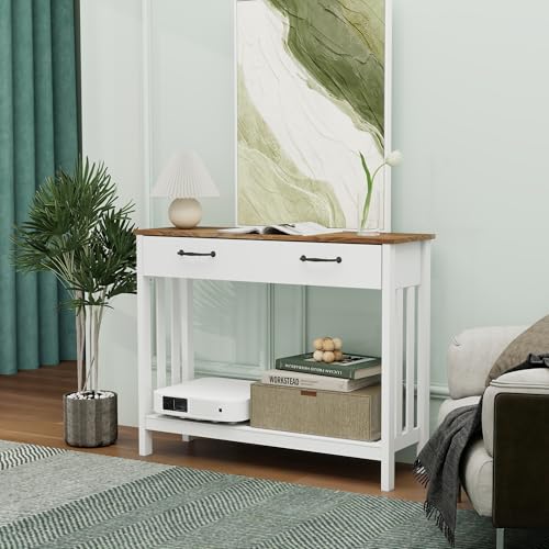TaoHFE Farmhouse Narrow Console Table Modern Wooden,Living Room Tables Narrow Side Tables for Entryway,Entry Table with Storage Hallway SideTable with Drawers - color: Oak