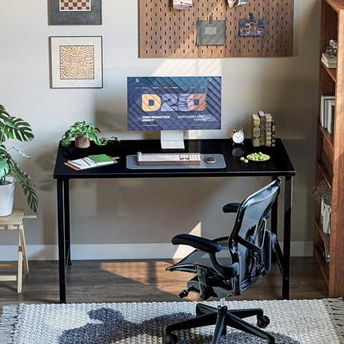 Grandder 32 inch Computer Desk, Small Home Office Desk Study Writing Kid Table for Small Spaces, Simple PC Gaming Desk, Adjustable Feet, Black - color: Black, size: 32 Inch