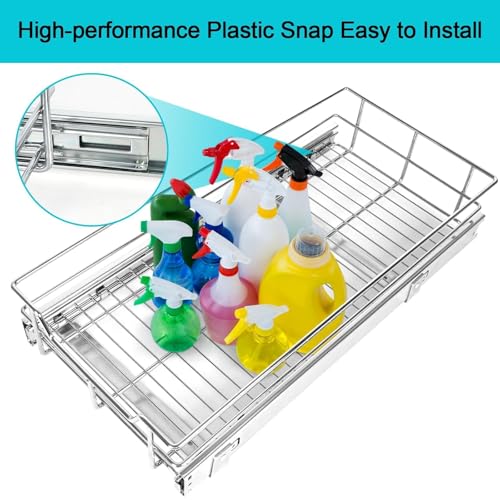 Pull Out Cabinet Organizer 20" W X 17" D, Slide Out Drawers For Kitchen Cabinets, Pull Out Drawers For Cabinets Capacity Heavy Duty Caddy, Cabinet Pull Out Shelves Chrome-Plated, Bathroom Pantry | For Kitchen Organizers and Storage, Pull Out Drawers For C