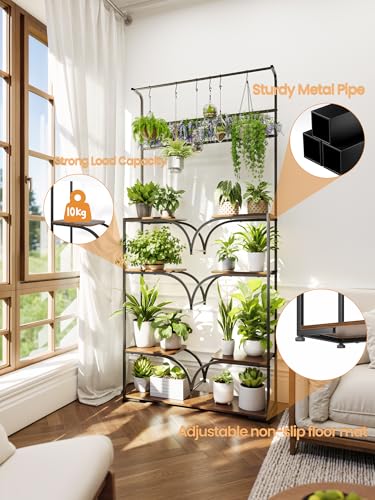 Plant Stand Indoor with Grow Lights - 78" Tall Metal Plant Rack with Adjustable Shelf, Large Flower Shelf for Living Room, Corner Display - size: 78 inch, 7 tier