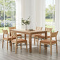 BESTANO Modern Armless Dining Chairs with Rope Woven Back Set of 6, Brown PU Leather Upholstered Kitchen & Dining Room Chairs, Mid-Century Classic Farmhouse Wooden Side Chair - color: Brown, size: 6 Chairs