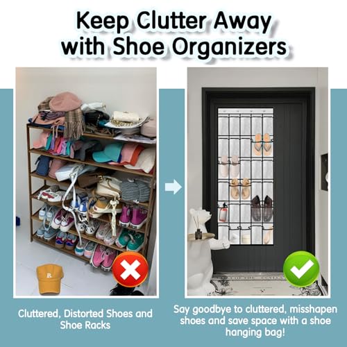 Kotkn Over the Door Shoe Organizer with 30 Breathable Mesh Pockets (2PC-White) - color: 2PC-White
