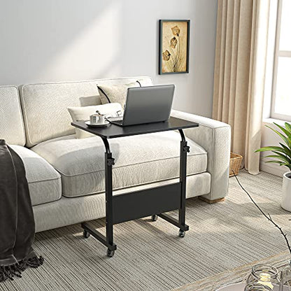 Side Table with Wheels, Home Snack Side Table with Castors Mobile End Table,Black,05#1-60BK-S8-US - color: Black, size: 23.6 inches
