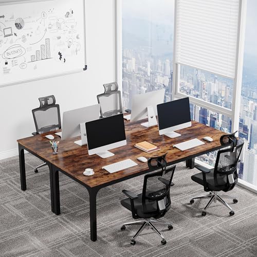 Tribesigns 6.5 FT Conference Room Table, 78.74" W x 27.56" D Large Office Conference Table, Modern Seminar Meeting Table Desk for Boardroom, Meeting Room (1, Rustic Brown) - color: Rustic Brown