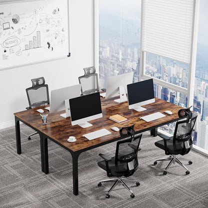 Tribesigns 6.5 FT Conference Room Table, 78.74" W x 27.56" D Large Office Conference Table, Modern Seminar Meeting Table Desk for Boardroom, Meeting Room (1, Rustic Brown) - color: Rustic Brown