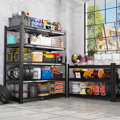71" H Garage Shelving 5-Tier Heavy Duty Storage Shelves, Tool-Free Adjustable Metal Shelf Unit, Utility Organizer Rack for Basement, Pantry, Kitchen, Warehouse, 15.7" Dx35.4 Wx71 H, Black - size: 5-Wire-15.7"Dx35.4"Wx71.2"H