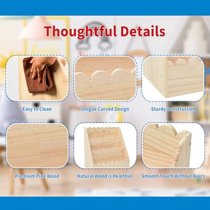 Kids Bookshelf-3-Tier Wooden Book Shelf for Kids Rooms 23.62*16.54*10.63'' | Nursery&Toddlers Montessori Bookcase with Deep Storage Pockets, Baby Book Storage,Children's Bookshelf for Nursery&Bedroom - size: Large