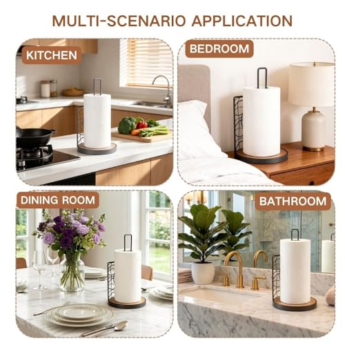 Farmhouse Paper Towel Holder Countertop, 11.6" Pre-Assembled Kitchen Rack for Easy Tear