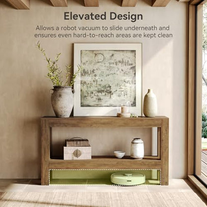 LITTLE TREE 63-Inch Entryway Console Table, Long Farmhouse Narrow Sofa Table for Living Room, Hallway, Entry, Entrance, Foyer, Behind Couch with 2-Tier Shelves, Rustic Brown - color: Light Brown