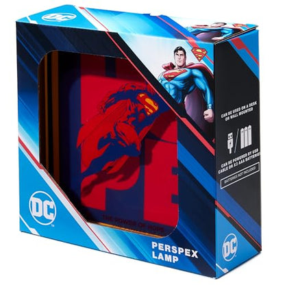 Numskull Official Superman 2025 Acrylic Logo Desk Lamp Wall Light for Bedroom, Office, Home, Study, Work - for Fans of Collectible DC Comics Merchandise - color: Superman