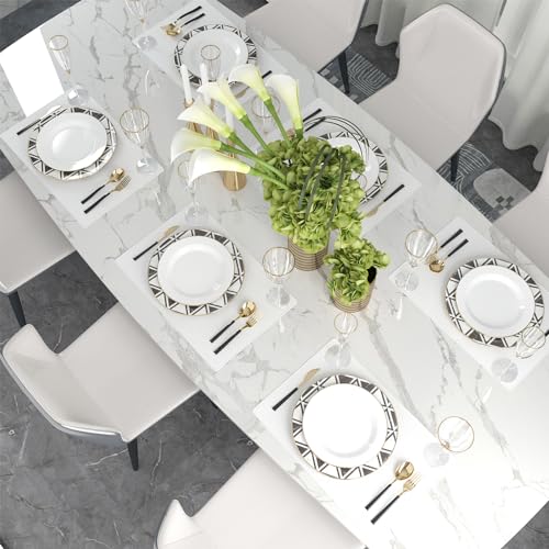 4 Piece 12 x 18 inch Soft Faux Linen Place Mats Heat Resistant Dining Table Place Mats Cloth Kitchen Table Mats 12x18 Pure White - color: Pure White, size: Rectangular Placemats 12" x 18"