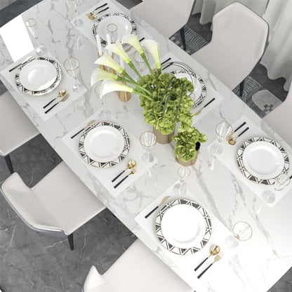 4 Piece 12 x 18 inch Soft Faux Linen Place Mats Heat Resistant Dining Table Place Mats Cloth Kitchen Table Mats 12x18 Pure White - color: Pure White, size: Rectangular Placemats 12" x 18"