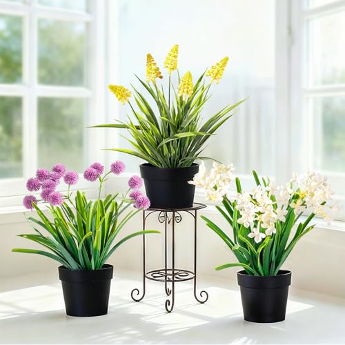 3 Pack Fake Small Plant Artificial Potted Flowers for Home Decor Fake Flower Plant Greenery Mini Faux Plant for Indoor Bedroom Living Room Office Shelf Bathroom Farmhouse Decor (Type 11) - color: Type 11