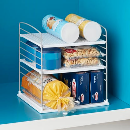 YouCopia UpSpace Cabinet Box Organizer, Adjustable Kitchen and Pantry Shelf for Plastic Wrap and Foil Storage, Extra Large, White - size: Large Classic