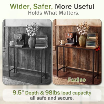 Sturdy Console Table with 98 lb Capacity, Stable Wobble-Free Design for Living Room and Entryway, Heavy Duty Metal Frame, Easy Assembly, 29.5 Inch Narrow Sofa Table, Rustic Brown