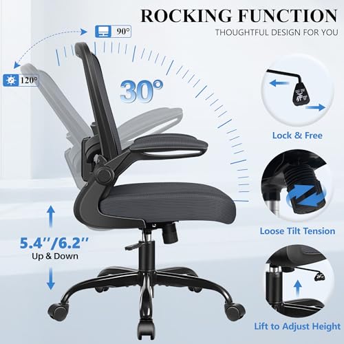 FelixKing Office Chair, Ergonomic Desk Chair Breathable Mesh Chairs Adjustable High Back Lumbar Support Flip-up Armrests, Executive Rolling Swivel Comfy Computer Chairs Home Office Dark Gray - color: Slate Gray