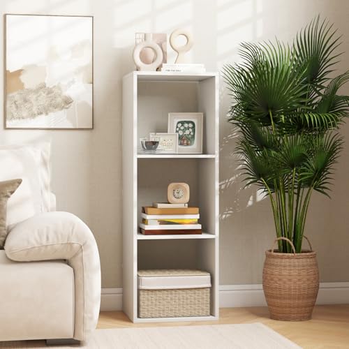 3 Cube Storage Organizer, Small Bookshelf for Small Space, 3 Shelf Bookcase with Open Back, Wooden Display Shelf for Bedroom, Living Room - color: White, size: 3-Cube