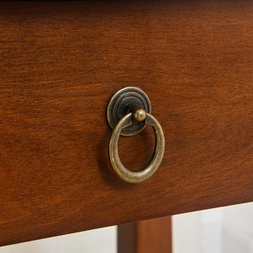 27.6" High End Table with Drawer and Storage Shelf, Solid Wood Side Table, Traditional Sofa BesideTables, Narrow Telephone Tables for Living Room,Small Space No-Tools Assembly, Cherry Brown GBJDR200 - color: Cherry Brown